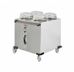 HPL432 Ανοξείδωτο τρόλεϊ πιάτων 4 θέσεων θερμαινόμενο ARISCO