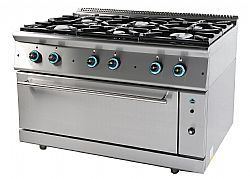 Κουζίνα με (6) εστίες αερίου με φούρνο ενιαίο Σειρά 900 SERGAS FC6FLS9