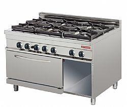 GR932 Κουζίνα αερίου με 6 εστίες και φούρνος αερίου 2/1 GN Arisco